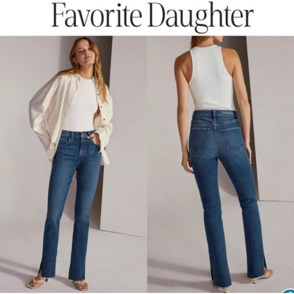 Favorite Daughter The Valentina Shortie Super High Rise Cigarette Jean Slit Hems